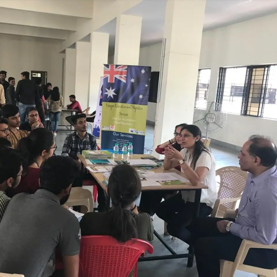 Shalini Menon presenting a career counselling session to students