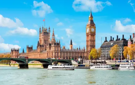 The Palace of Westminster and Big Ben across the River Thames in London