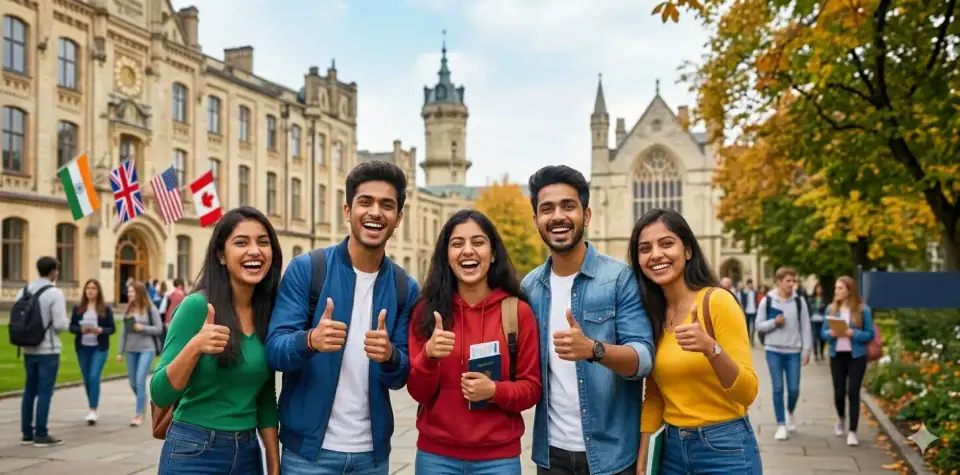 Students from around the world celebrating together