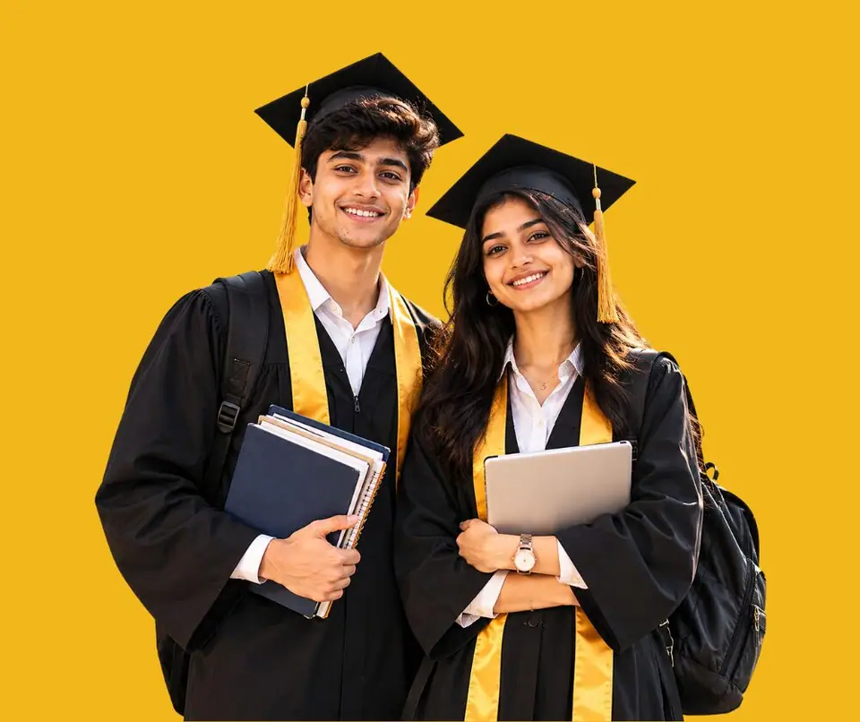 Graduates in caps and gowns planning university